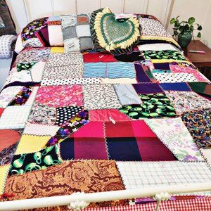 Vintage 1950s 60s Crazy Quilt Floral Polka Dot Gin